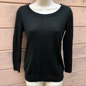Loft Lightweight Black 3/4 Sleeve Sweater XS